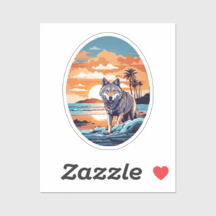 Sticker Loup sur la plage