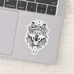 Sticker Loup tribal indien