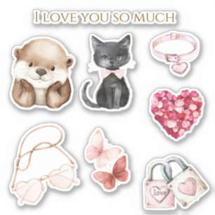 Sticker Loutre heureuse chat t'aime tellement