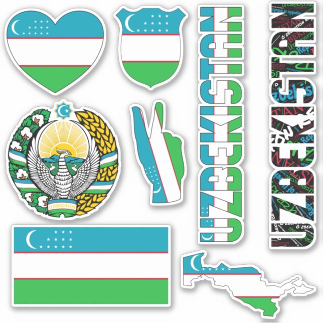 Sticker L'Ouzbékistan Extraordinaire forme des symboles na (Devant)