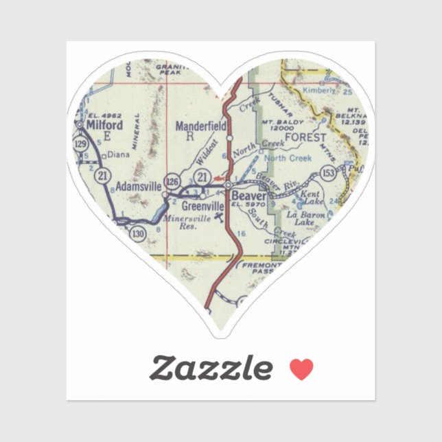 Sticker Love Beaver Utah (Feuille)