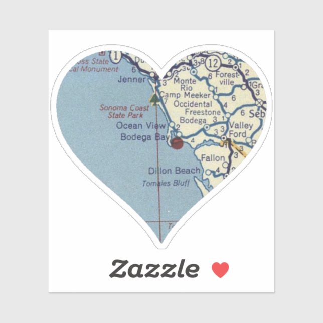 Sticker Love Bodega Bay CA (Feuille)