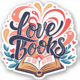Sticker Love Books Calligraphie Coeur Design