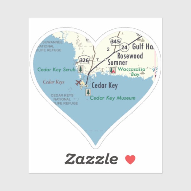 Sticker Love Cedar Key Floride (Feuille)