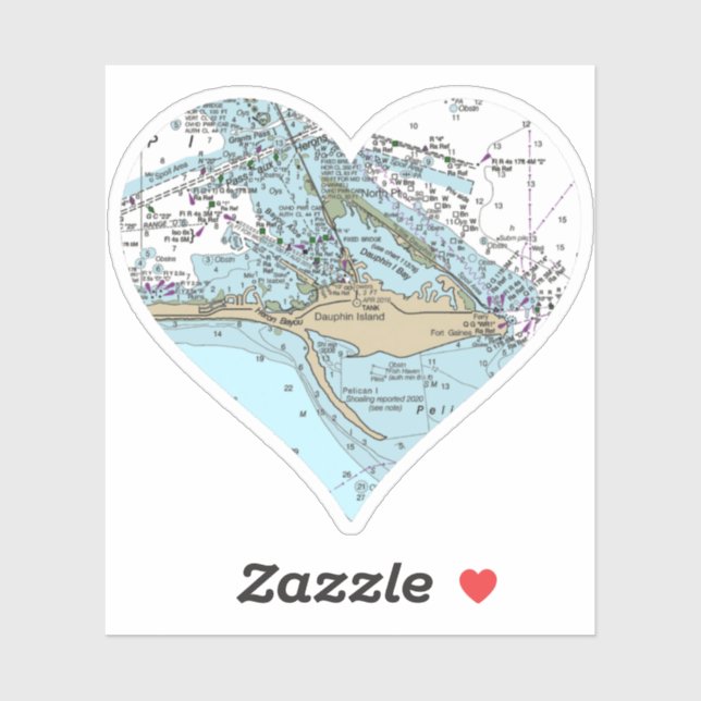 Sticker Love Dauphin Island Al (Feuille)