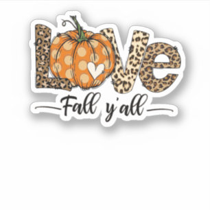 Sticker Love Fall Y'All Chemise Citrouille Chemise Leopard
