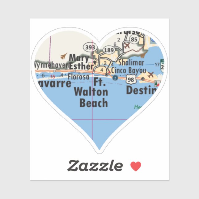 Sticker Love Fort Walton Beach (Feuille)