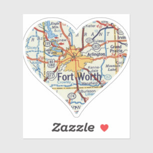 Sticker Love Fort Worth Carte Vintage