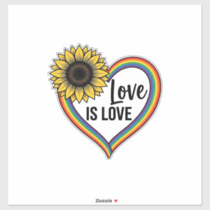 Sticker Love Is Love Tournesol Cœur Vintage Vector T-Shirt