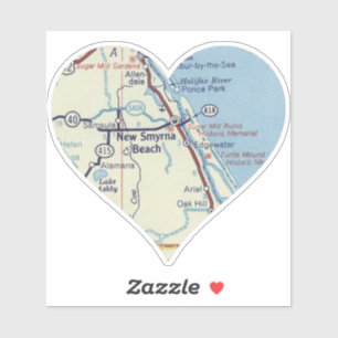 Sticker Love New Smyrna Beach Carte Vintage