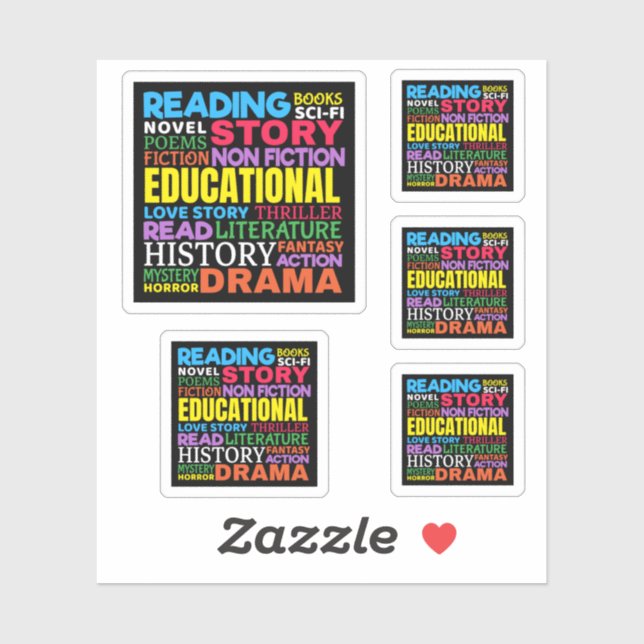 Sticker Love Reading Books - Genre Word Art (Feuille)
