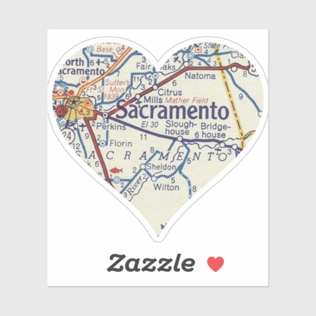 Sticker Love Sacramento Carte Vintage (Feuille)