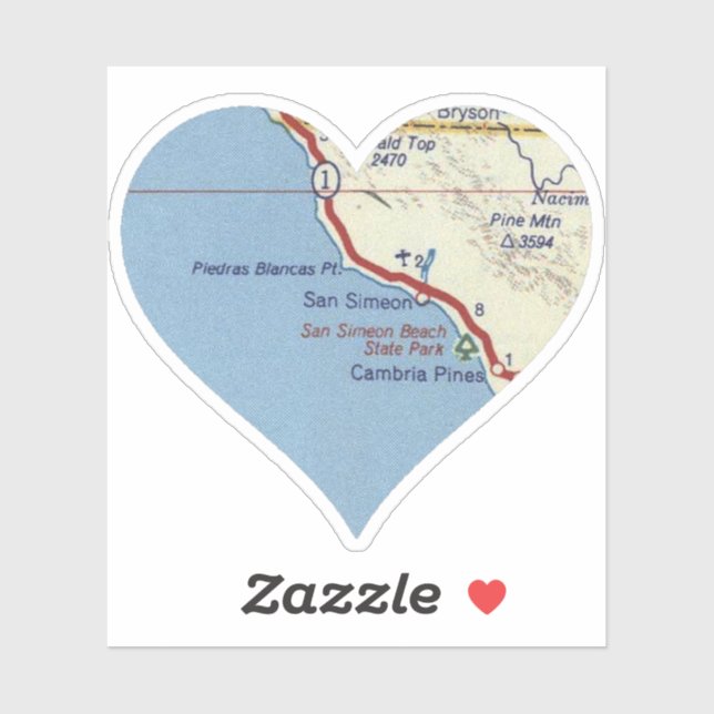 Sticker Love San Simeon CA (Feuille)