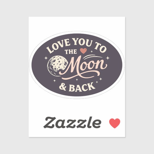 Sticker Love You to the Moon Retro Classic Valentine (Feuille)