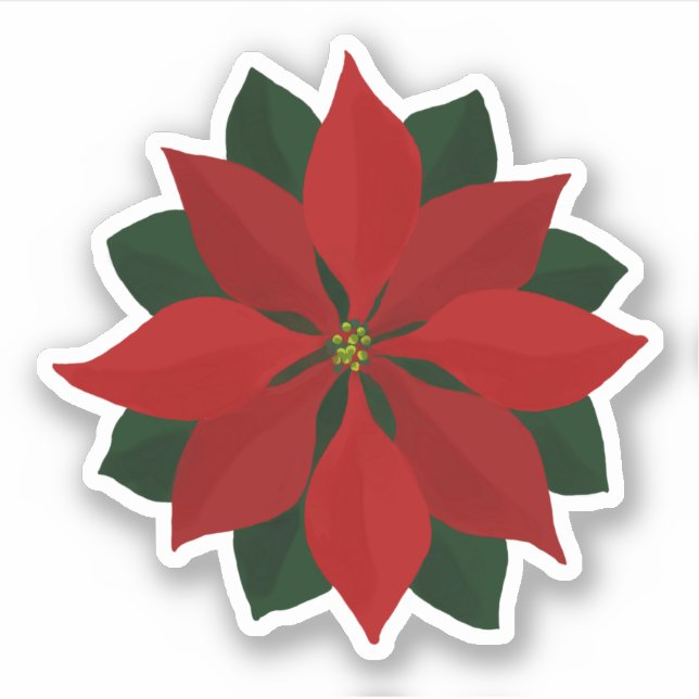 Sticker Lovely Deep Red Poinsettia Christmas Graphic (Devant)