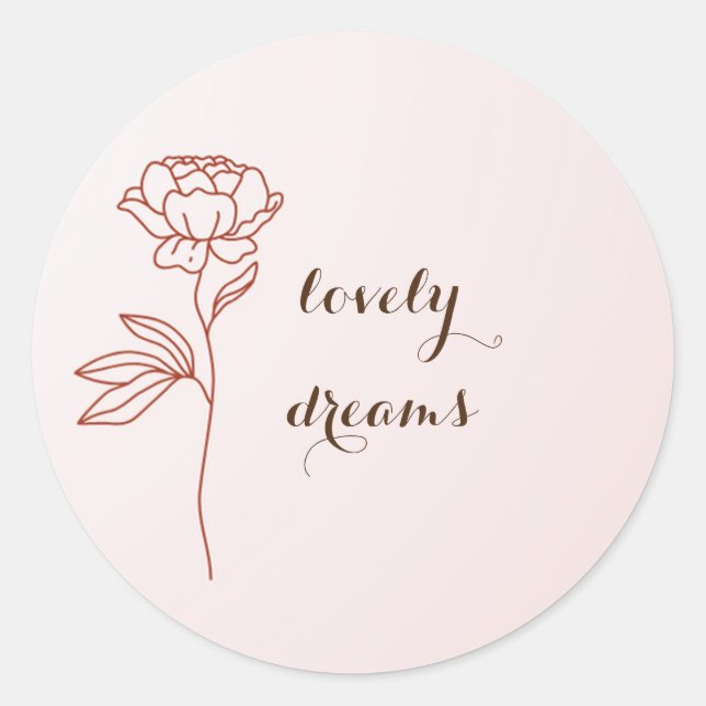 Sticker lovely dreams pink  simple rose (Front)