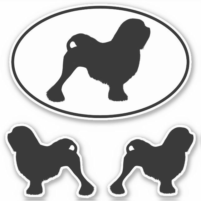 Sticker Lowchen Silhouettes Chien race Vinyl Ensem (Devant)