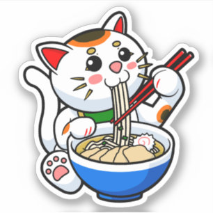 Sticker Lucky Cat Ramen
