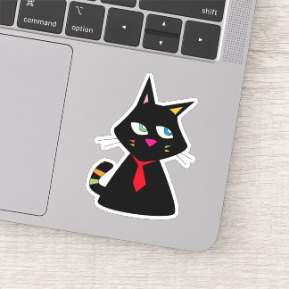 Sticker Lucky Chat portant cravate Doodle