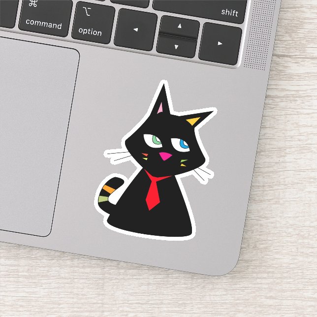 Sticker Lucky Chat portant cravate Doodle (Détail)