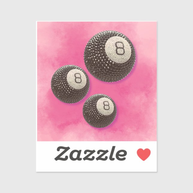 Sticker Lucky Disco 8 PINK, Lucky 8 disco Ball, Snooker (Feuille)