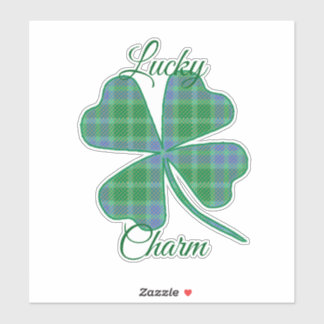 Sticker Lucky Green Plaid Shamrock Four-Leaf Clover 
