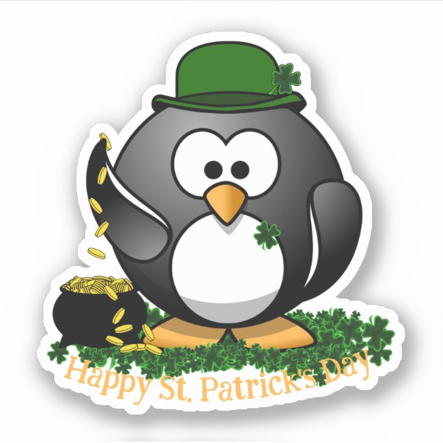 Sticker Lucky Penguin St. Patrick's Day (Devant)