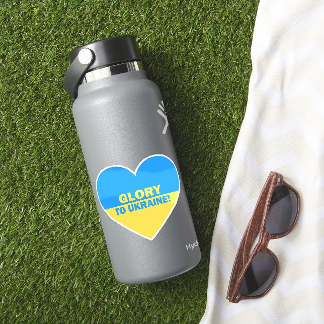 Sticker L'Ukraine Drapeau Une Gloire De Coeur À L'Ukraine (HydroFlask Insitu)
