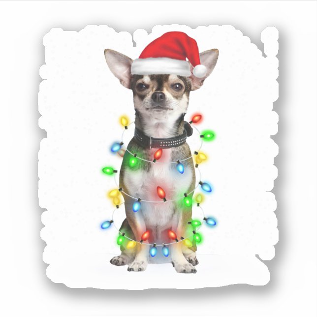 Sticker Lumière d'hiver Chihuahua Xmas (Devant)