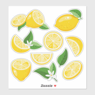 Sticker Lumineux citrons jaunes et tranches de citron