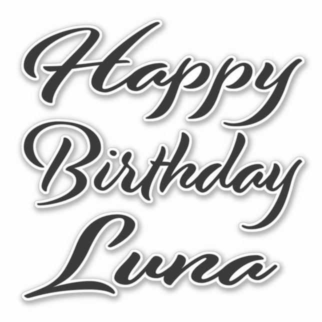 Sticker Luna Nom Prénom Anniversaire de la Broderie noire (Devant)