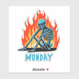 Sticker Lundi bleu squelette
