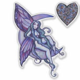 Sticker Lune Enfant Fée Lune Enfant Féerie Art Fae