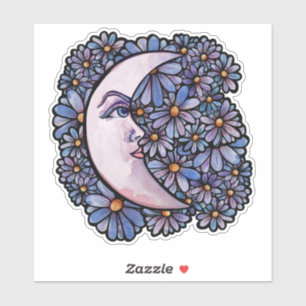 Sticker Lune Enfant Lune Déesse Art Lune Enfant Violet