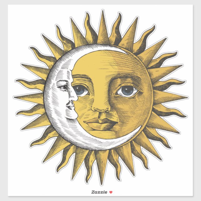 Sticker Lune et soleil (Feuille)