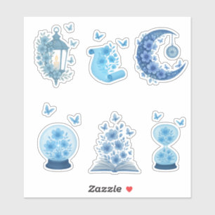 Sticker Lune mystique, Lanterne et Boule de cristal