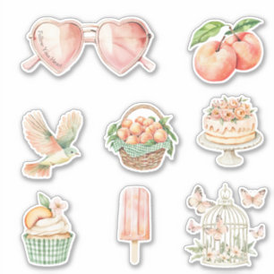 Sticker Lunettes de cœur roses Citation Oiseau Cupcake Pap