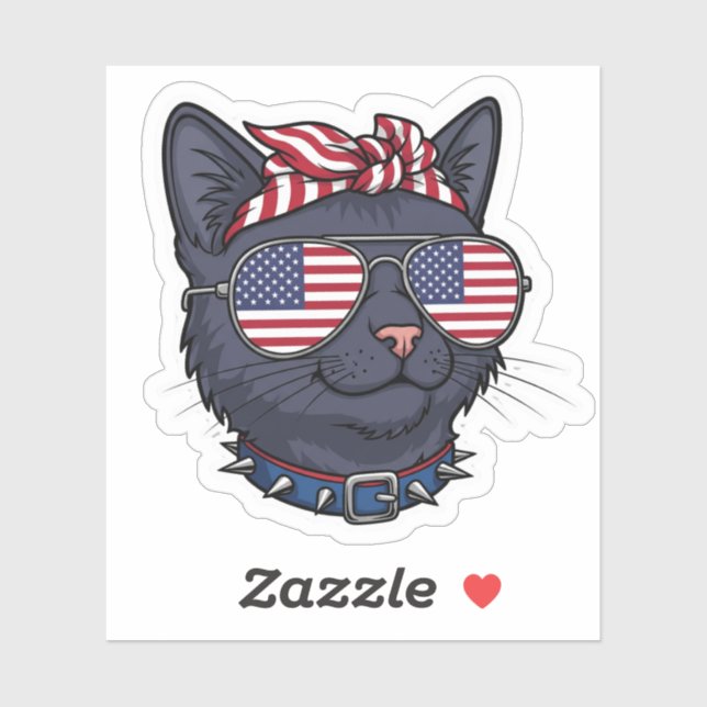 Sticker Lunettes de soleil American Flag Chat - Cool Patri (Feuille)