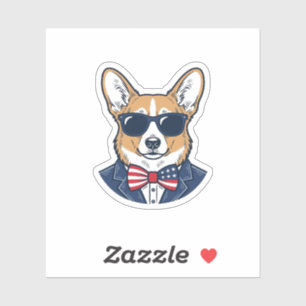 Sticker Lunettes de soleil Corgi patriotiques Art vectorie