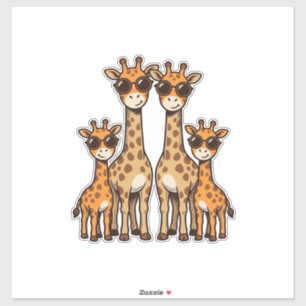 Sticker Lunettes de soleil de la famille de la girafe Cool