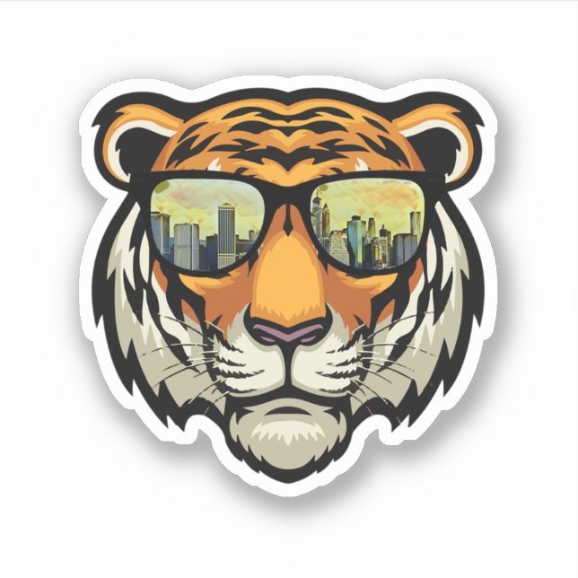 Sticker Lunettes de soleil de tigre cool Face à la bouche  (Devant)
