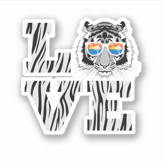 Sticker Lunettes de soleil de tigre cool Tiger Love. Desig (Devant)