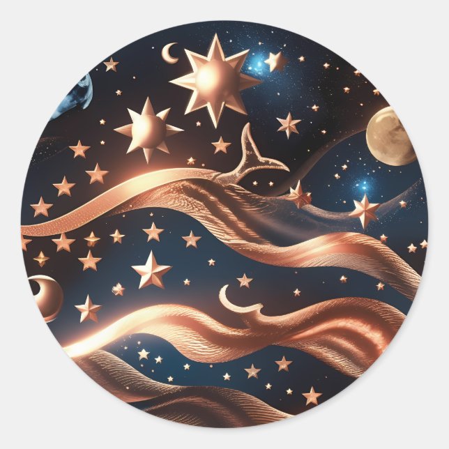 Sticker - Luxury Bronze Celestial Moon Design (Front)