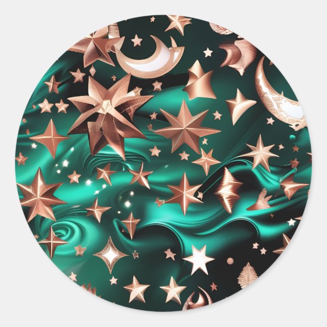 Sticker – Luxury Malachite Green Celestial (Front)