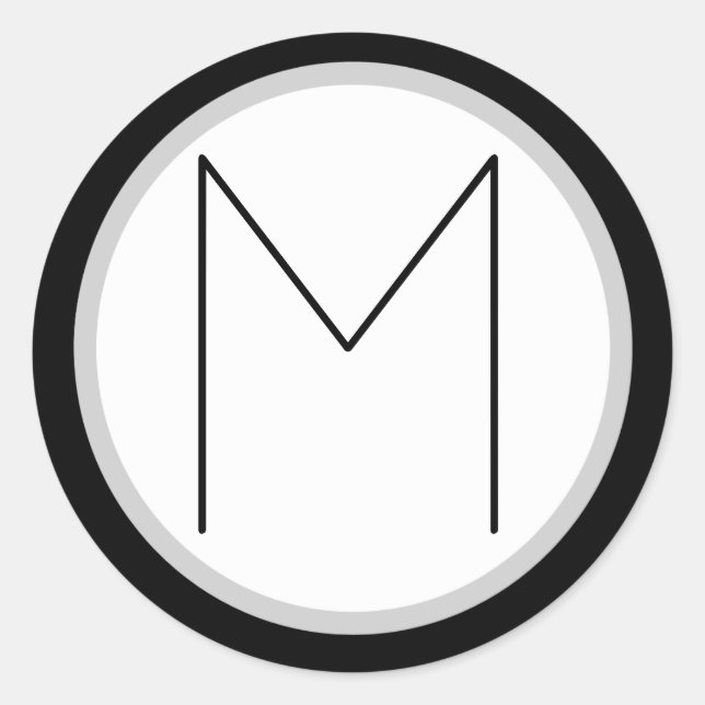 Sticker M rond en noir/blanc dramatique (Devant)