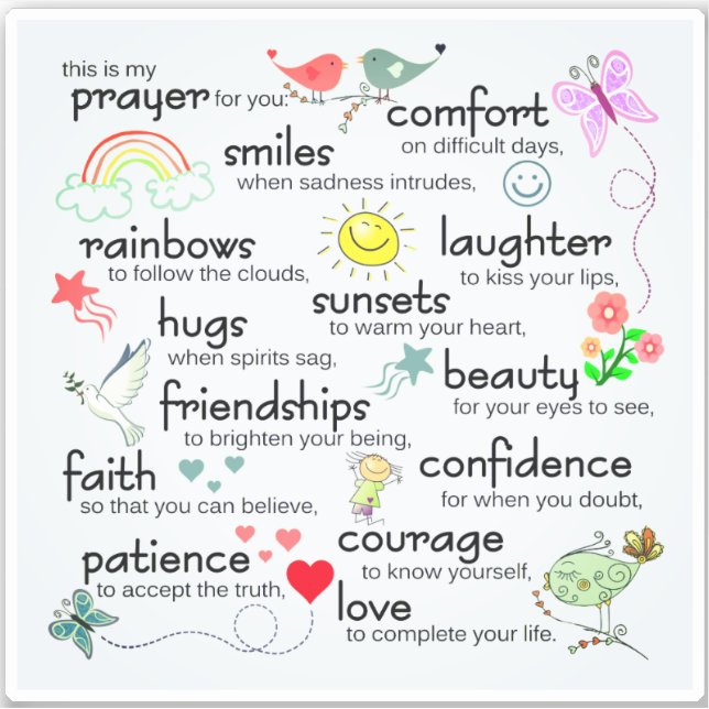 Sticker Ma Prière Pour Vous Bénédictions (Devant)