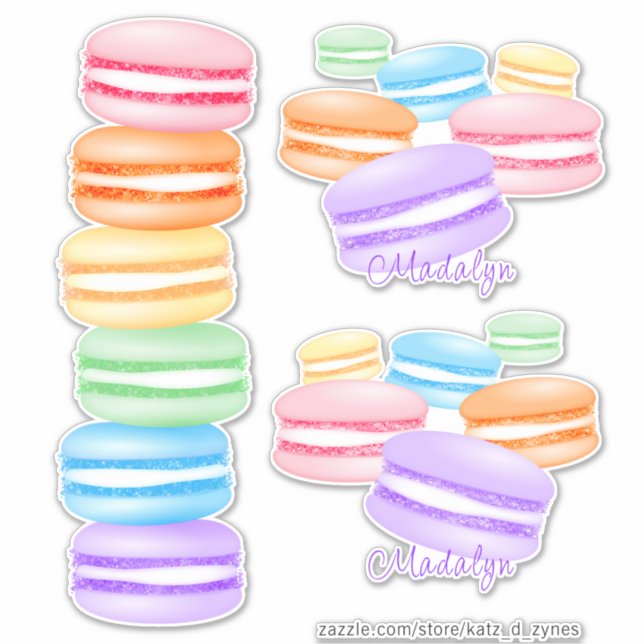 Sticker macarons arc-en-ciel pastel (Devant)