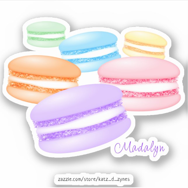 Sticker macarons arc-en-ciel pastel (Devant)
