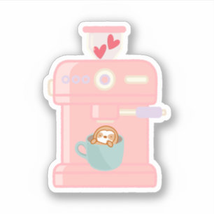 Sticker Machine à café expresso mignonne paresseux