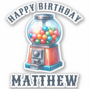 Sticker Machine de gumball personnalisée Joyeux anniversai